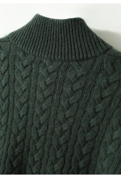 Cable Knit Women's Sweater — Button Collar Regular Fit 18