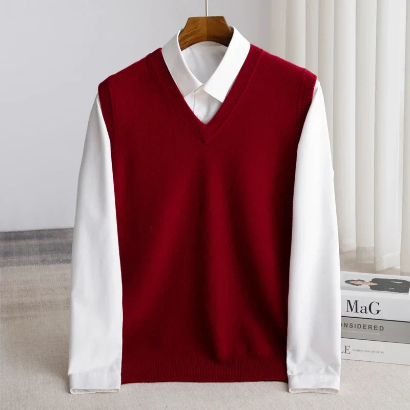 Merino Wool Sweater Vest — Extrafine V-Neck Knit for Men 7