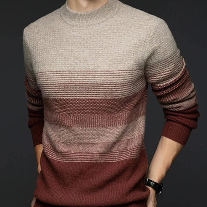 Highland Wool Sweater — 100% Wool Gradient Stripe Pullover 4
