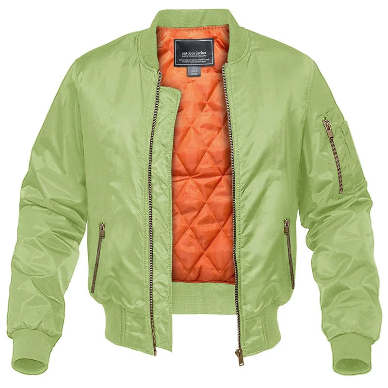 Men's Quilted Bomber Jacket — Zip & Warm Padded Lining 4