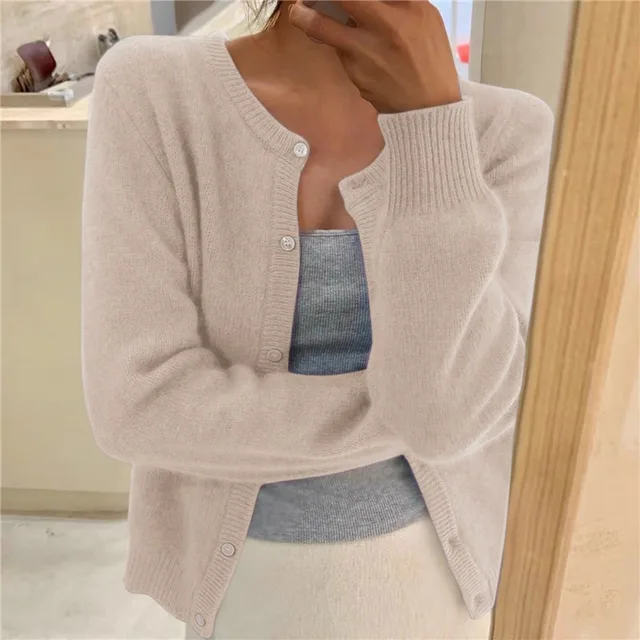 Soft Knit Cardigan — Button Front & Round Neckline 3