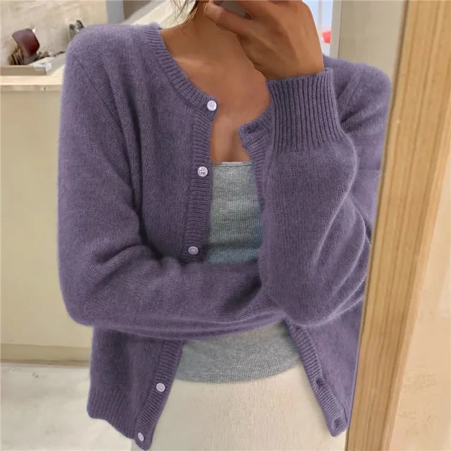 Soft Knit Cardigan — Button Front & Round Neckline 4