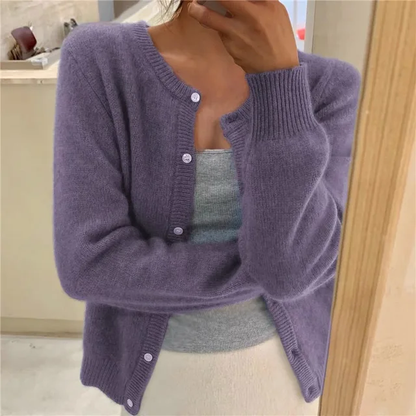 Soft Knit Cardigan — Button Front & Round Neckline 4