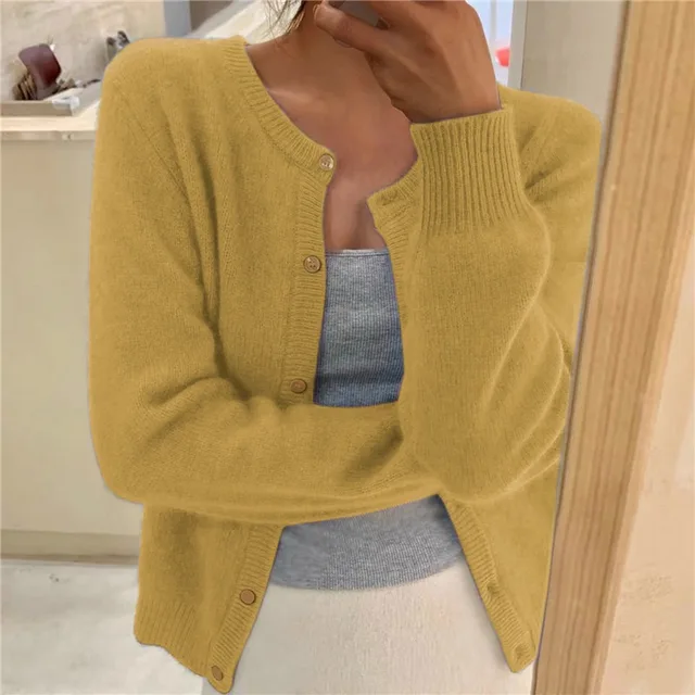 Soft Knit Cardigan — Button Front & Round Neckline 6