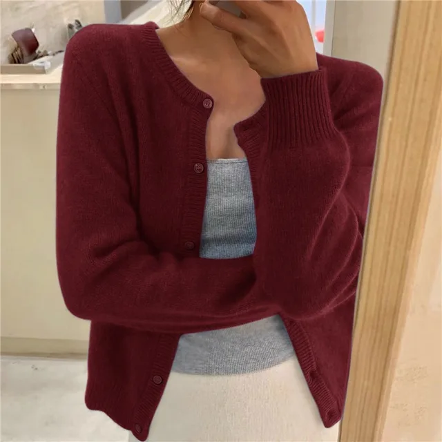 Soft Knit Cardigan — Button Front & Round Neckline 7