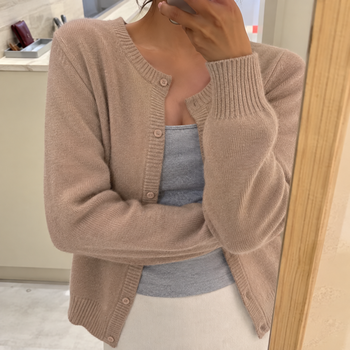 Soft Knit Cardigan — Button Front & Round Neckline 5