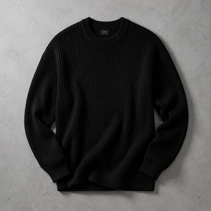 Chunky Ribbed Crew Neck Sweater — Oversized Drop Shoulder Knit 2