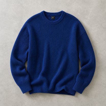 Chunky Ribbed Crew Neck Sweater — Oversized Drop Shoulder Knit 3