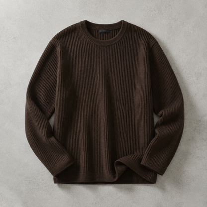 Chunky Ribbed Crew Neck Sweater — Oversized Drop Shoulder Knit 4