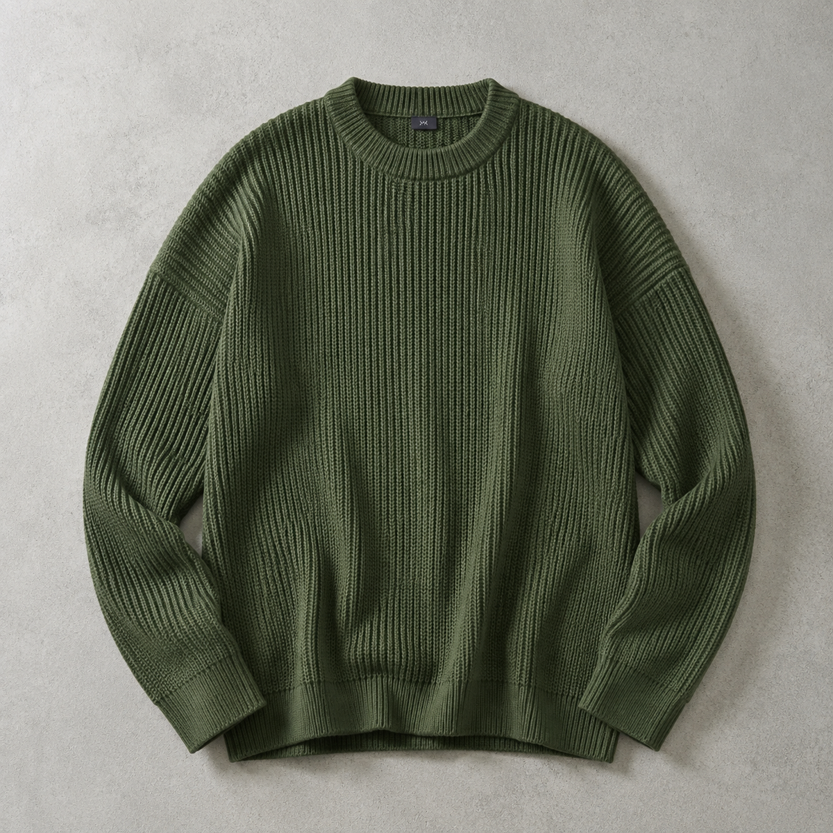 Chunky Ribbed Crew Neck Sweater — Oversized Drop Shoulder Knit 1