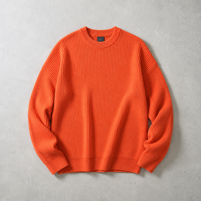 Chunky Ribbed Crew Neck Sweater — Oversized Drop Shoulder Knit 5