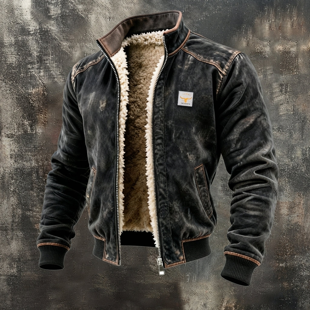 Men's Western Sherpa-Lined Fleece Bomber Jacket — Full-Zip 1
