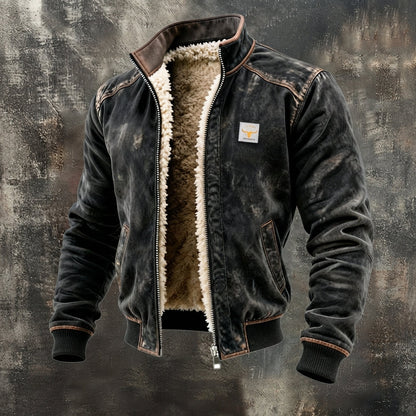 Men's Western Sherpa-Lined Fleece Bomber Jacket — Full-Zip 1