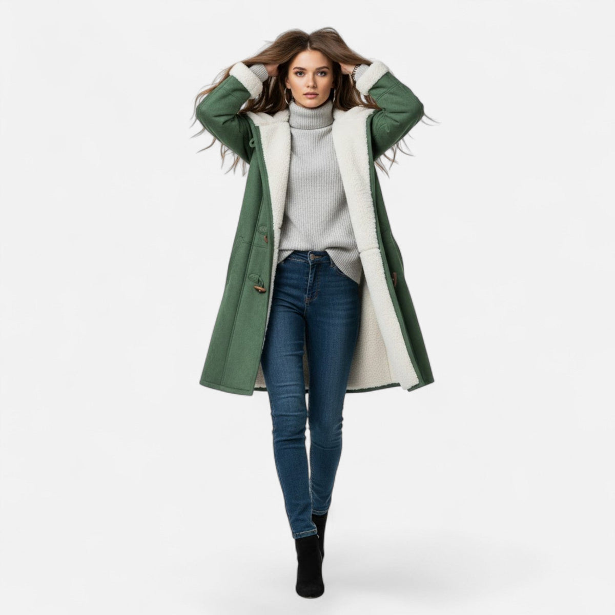 Women's Hooded Button-Front Winter Coat with Pockets 9