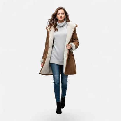 Women's Hooded Button-Front Winter Coat with Pockets 17