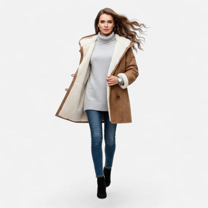 Women's Hooded Button-Front Winter Coat with Pockets 20