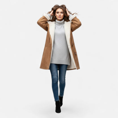 Women's Hooded Button-Front Winter Coat with Pockets 21