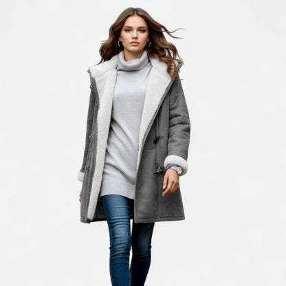 Women's Hooded Button-Front Winter Coat with Pockets 5
