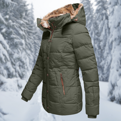 Women's Elegant Winter Jacket — Faux Fur Hood Coat 1