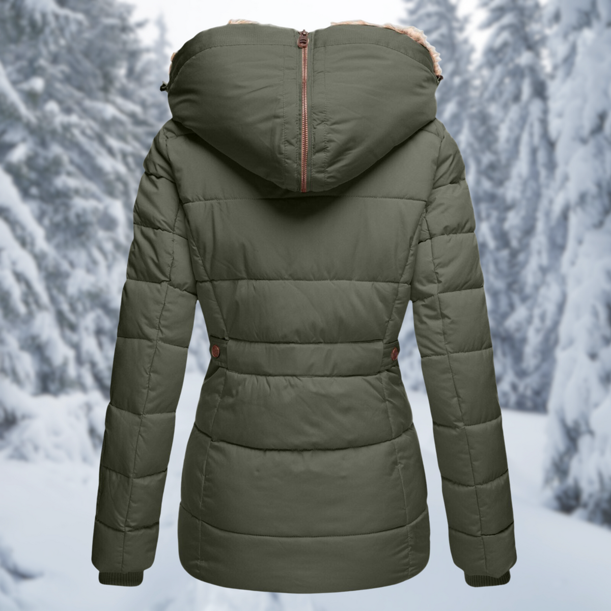 Women's Elegant Winter Jacket — Faux Fur Hood Coat 2