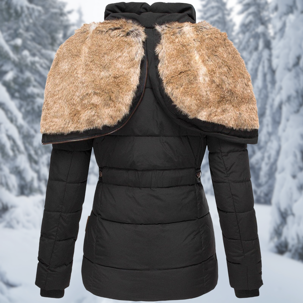 Women's Elegant Winter Jacket — Faux Fur Hood Coat 3