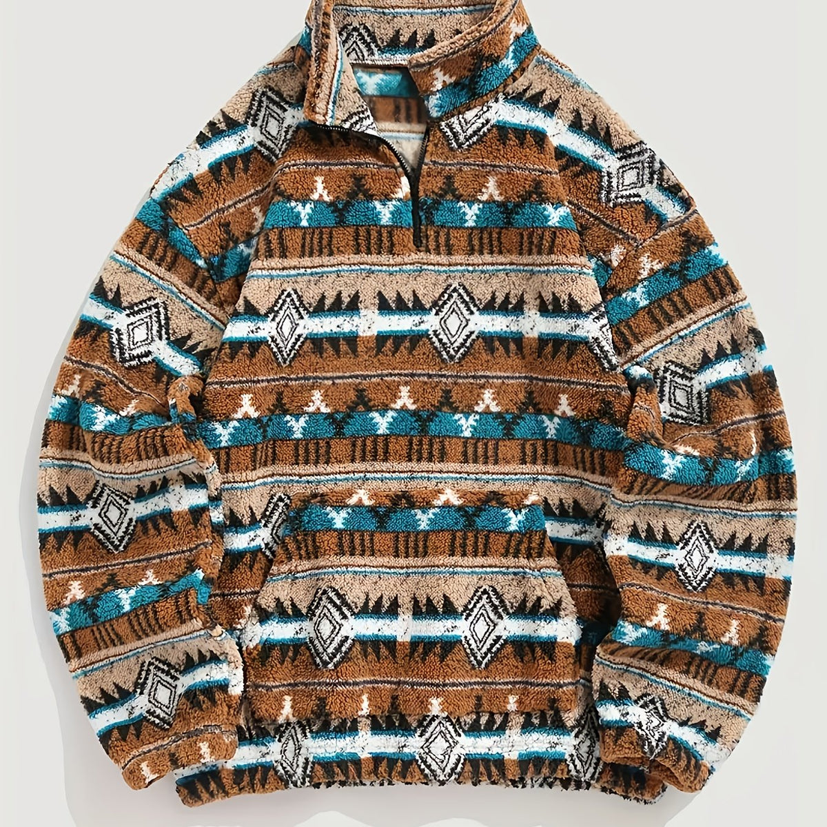 Heritage Half-Zip Pullover — Cozy Geometric Knit with Pocket 1