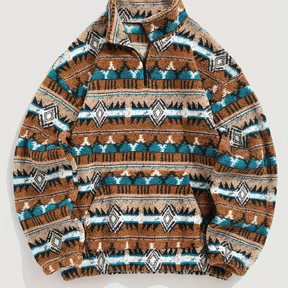 Heritage Half-Zip Pullover — Cozy Geometric Knit with Pocket 1