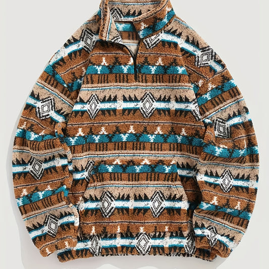 Heritage Half-Zip Pullover — Cozy Geometric Knit with Pocket 1