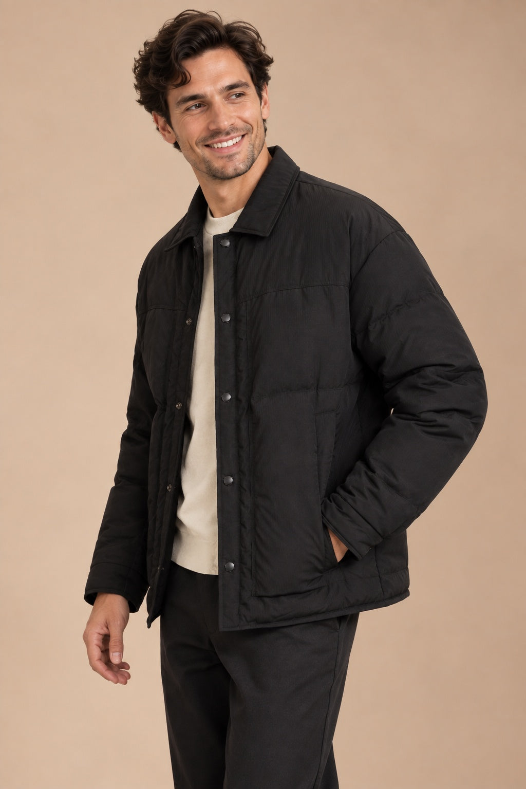 Armel Padded Jacket – Lightweight Snap-Front Layer for Men