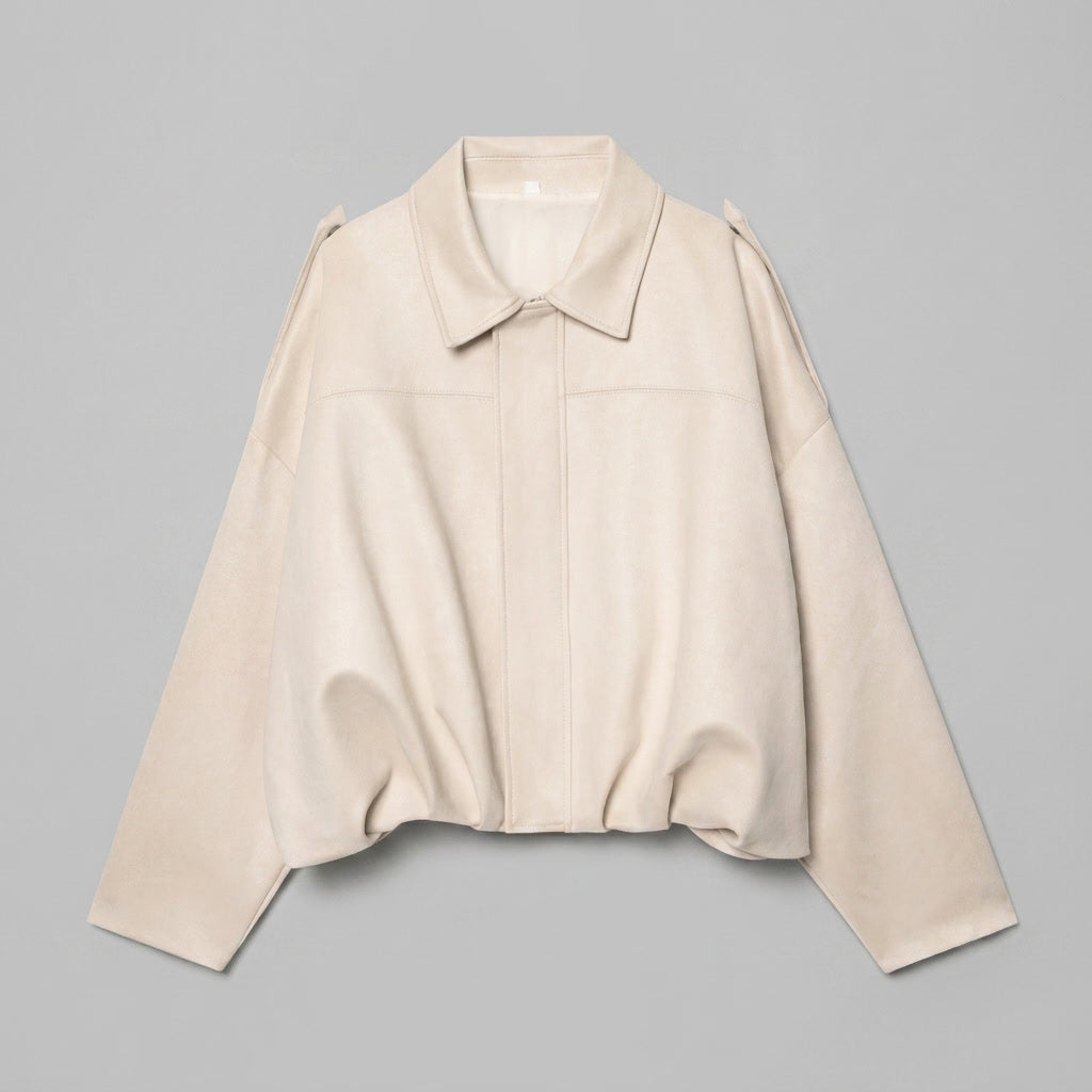Faux Suede Bomber Jacket — Cropped Blouson Fit Women 16
