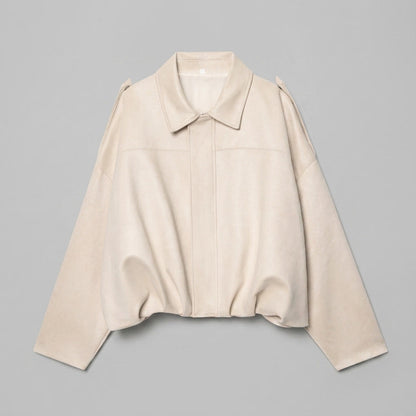 Faux Suede Bomber Jacket — Cropped Blouson Fit Women 16