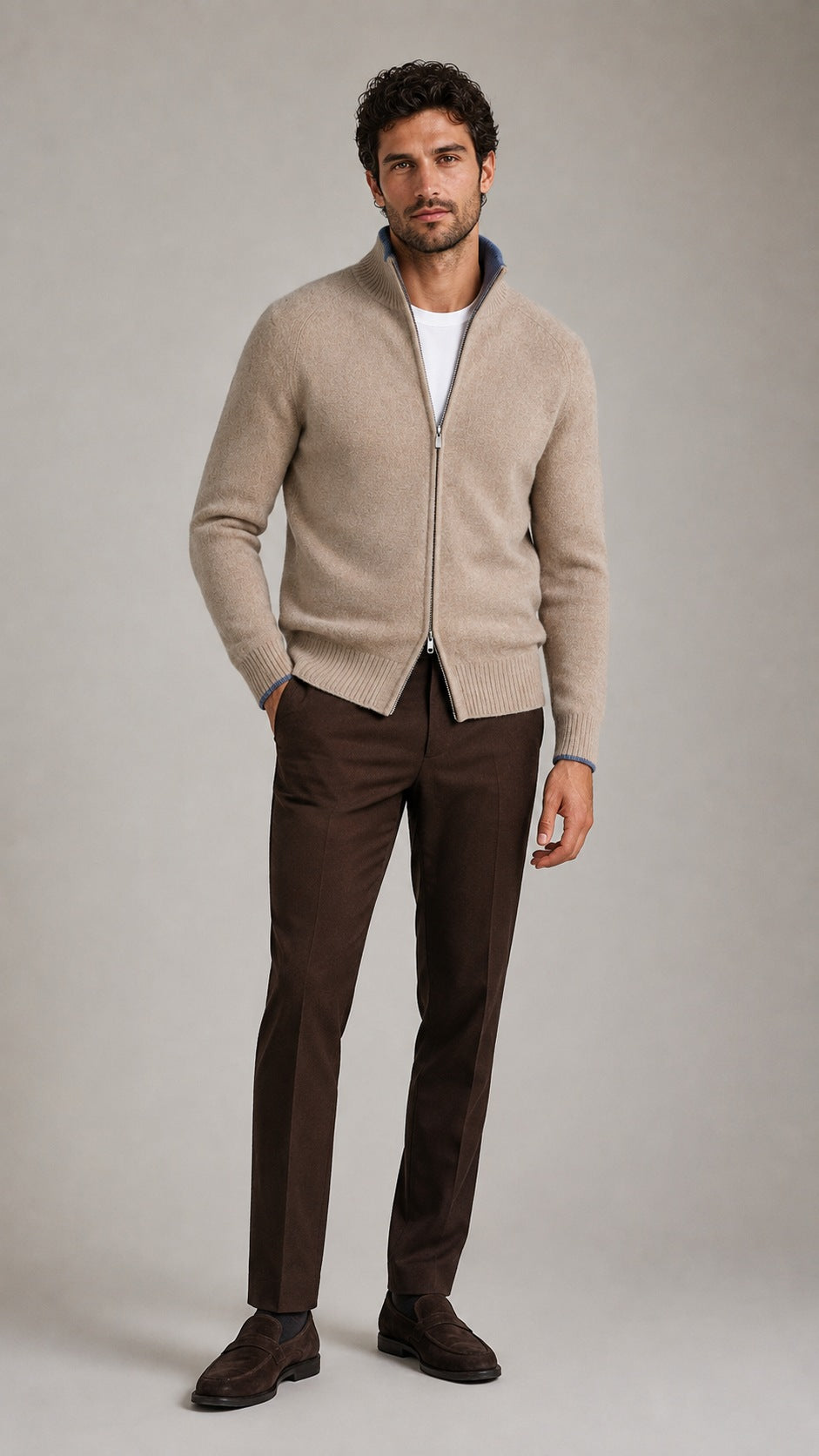 Hover Brothers - Men's - Merino Wool Full-Zip Cardigan