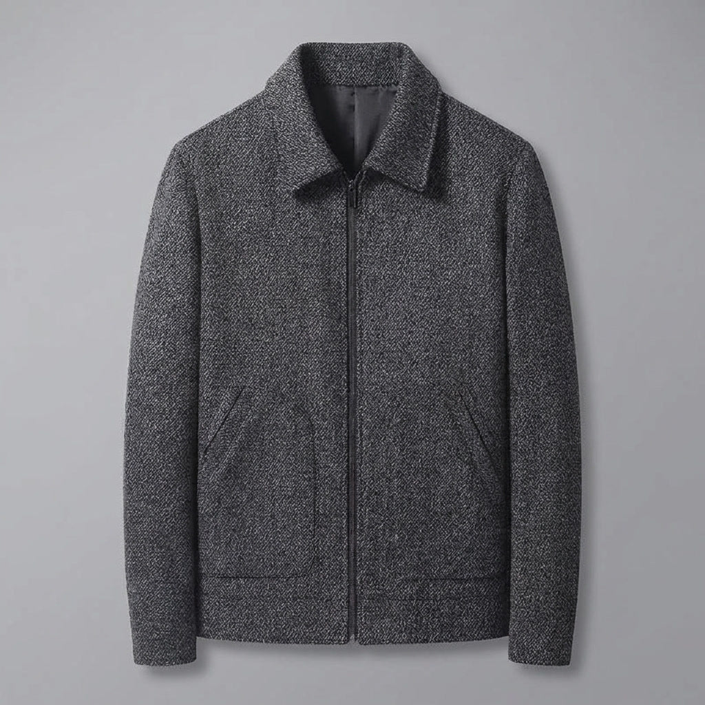 Knit Wool Full-Zip Jacket — Relaxed Fit Turn-Down Collar 6