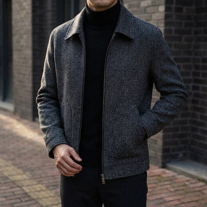 Knit Wool Full-Zip Jacket — Relaxed Fit Turn-Down Collar 9