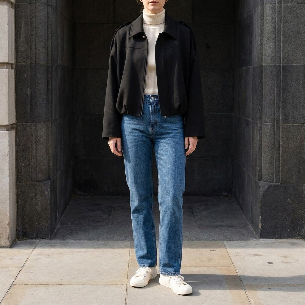 Faux Suede Bomber Jacket — Cropped Blouson Fit Women 20