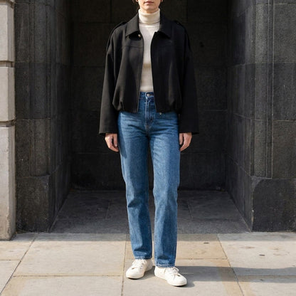 Faux Suede Bomber Jacket — Cropped Blouson Fit Women 20