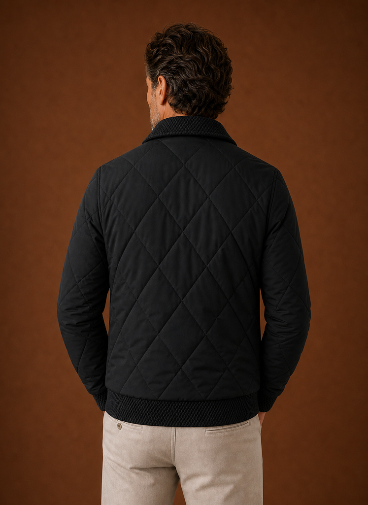 Men's Quilted Bomber Jacket — Zip-Up Casual Outerwear 11
