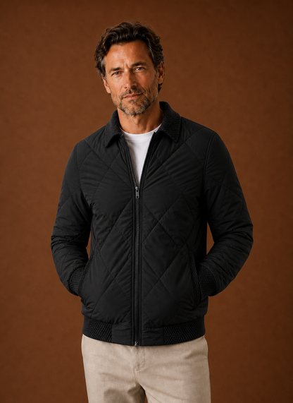 Men's Quilted Bomber Jacket — Zip-Up Casual Outerwear 9