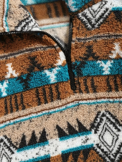 Heritage Half-Zip Pullover — Cozy Geometric Knit with Pocket 4
