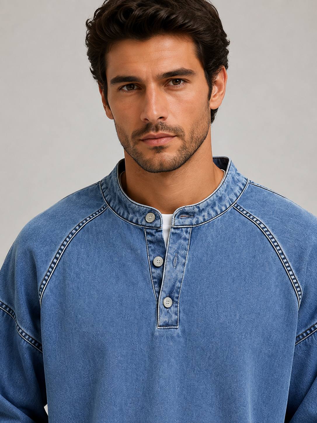 Hover Brothers - Men's - Washed Knit Henley Pullover