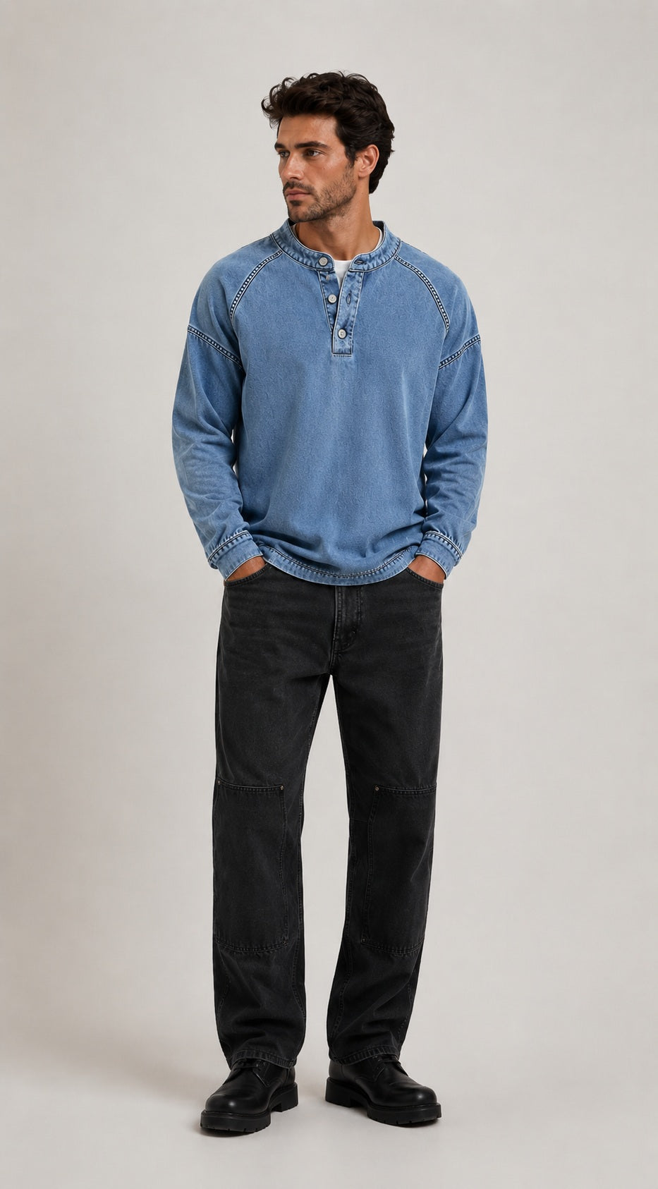 Hover Brothers - Men's - Washed Knit Henley Pullover