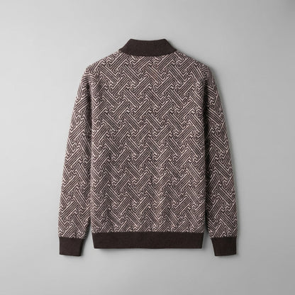 Merino Wool Quarter-Zip Sweater — Geometric Jacquard Knit 3