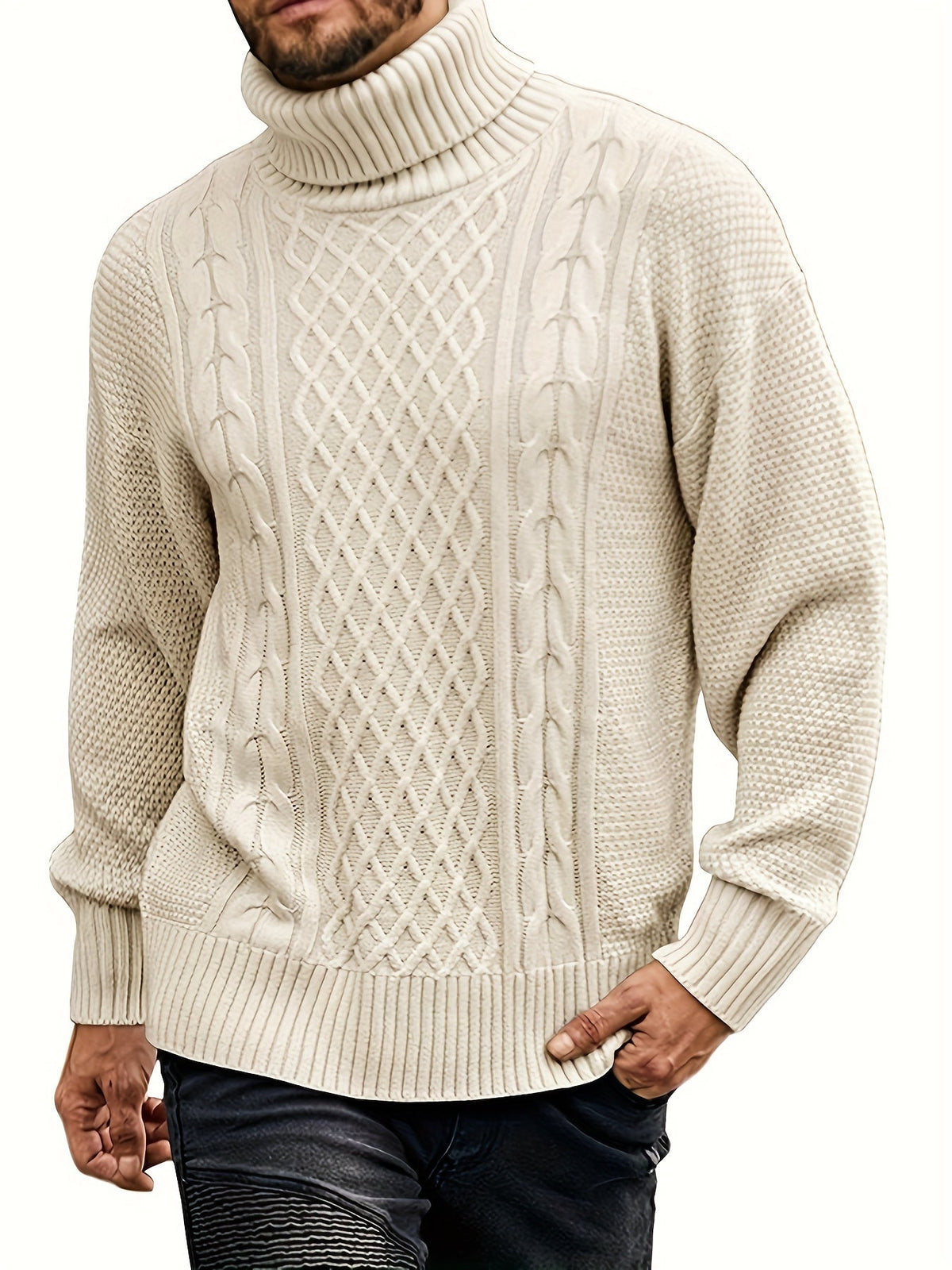 Ambrose Cable-Knit Turtleneck Sweater — Classic Cozy Fit 2