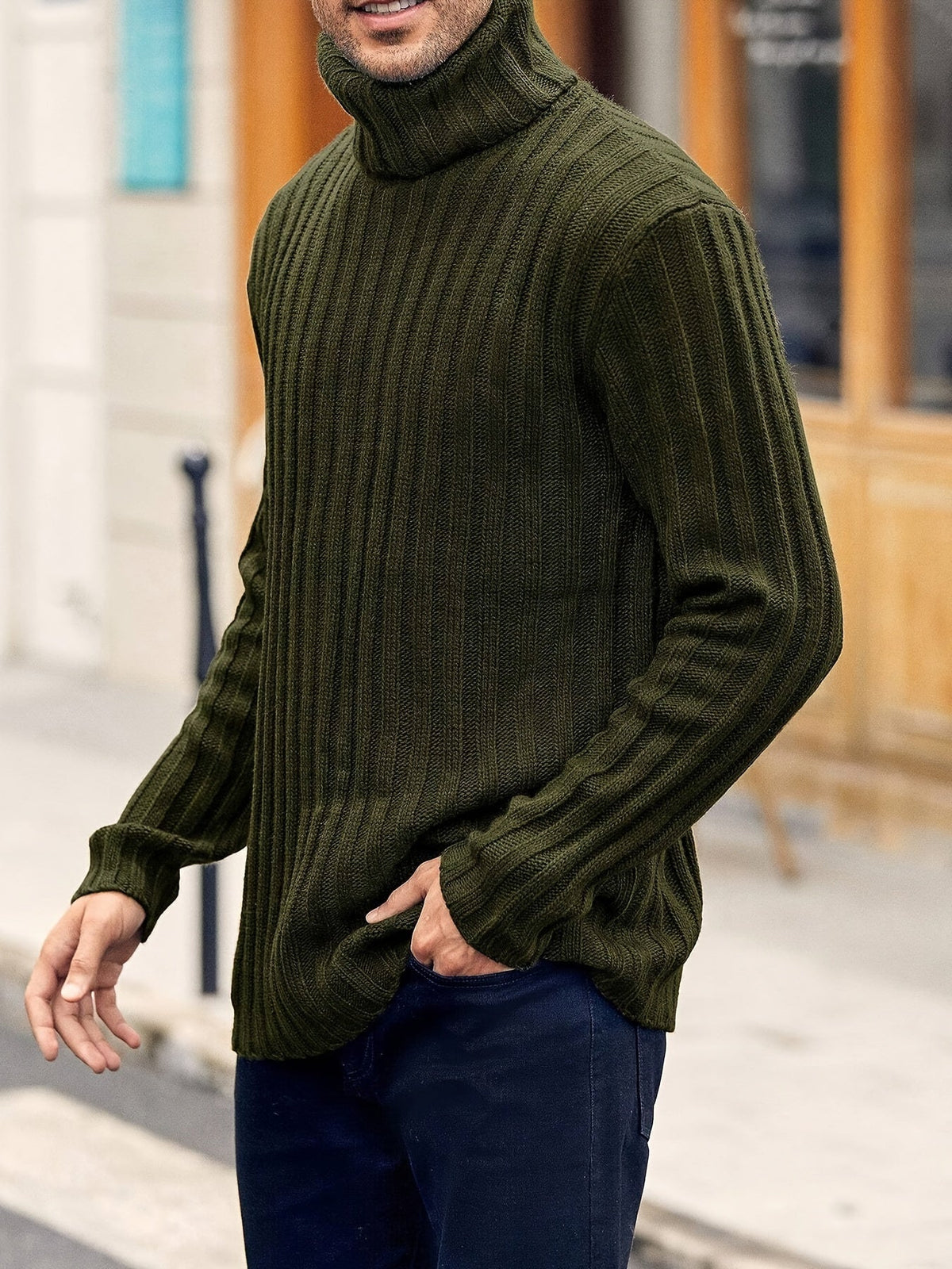 Ribbed Pullover Sweater — Relaxed High-Neck Comfort Knit 19