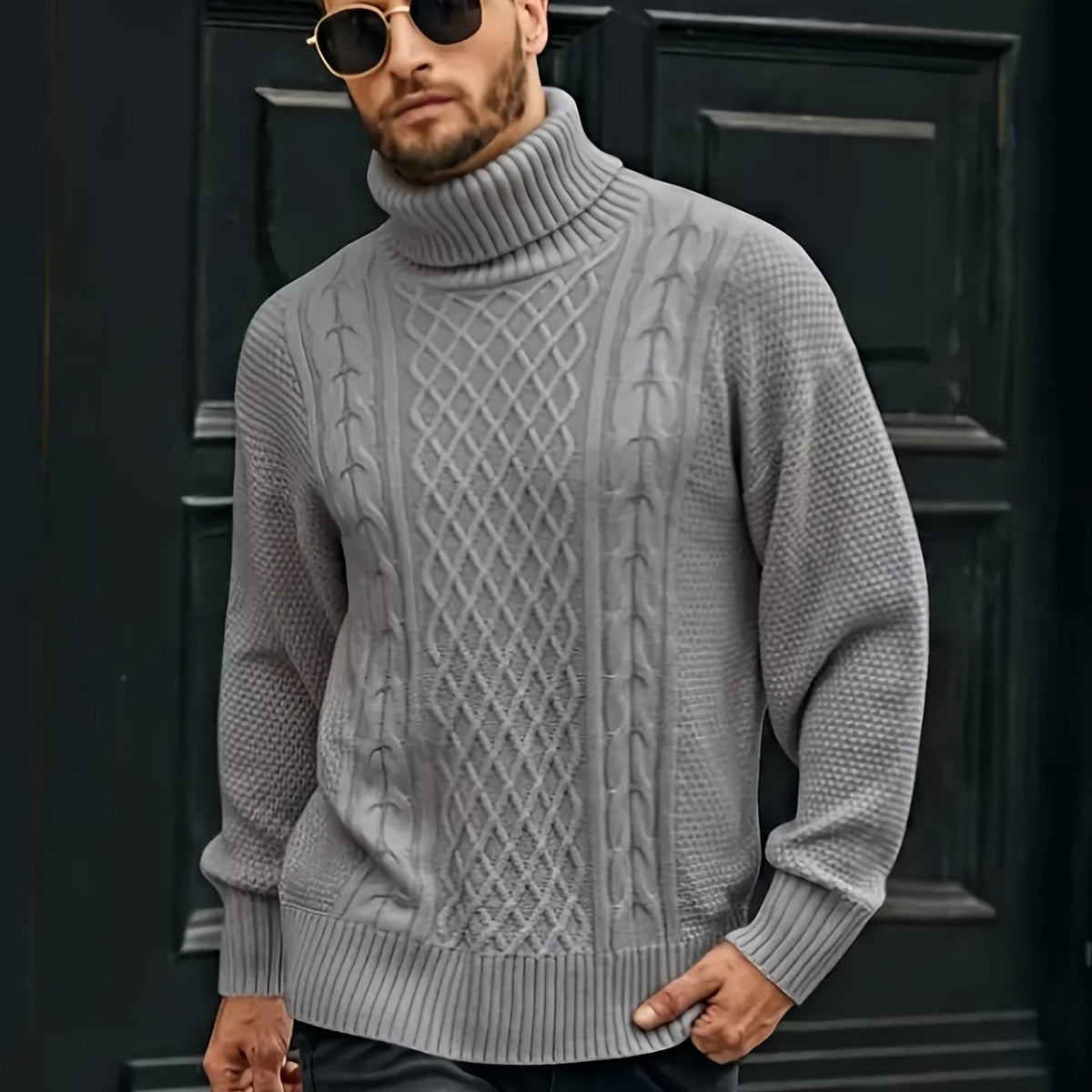 Ambrose Cable-Knit Turtleneck Sweater — Classic Cozy Fit 14