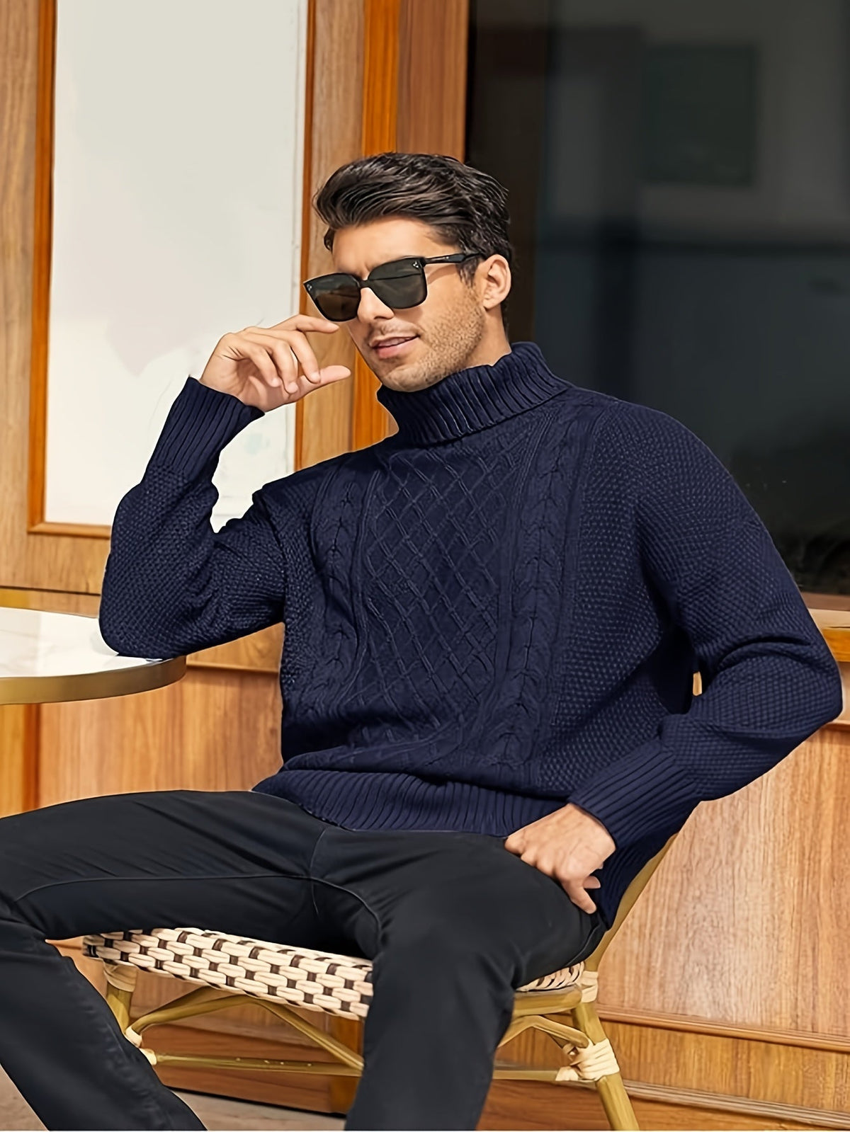 Ambrose Cable-Knit Turtleneck Sweater — Classic Cozy Fit 12