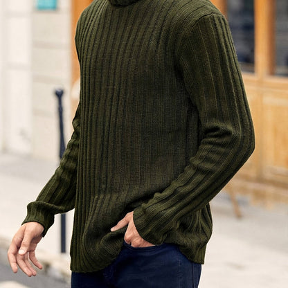 Ribbed Pullover Sweater — Relaxed High-Neck Comfort Knit 17