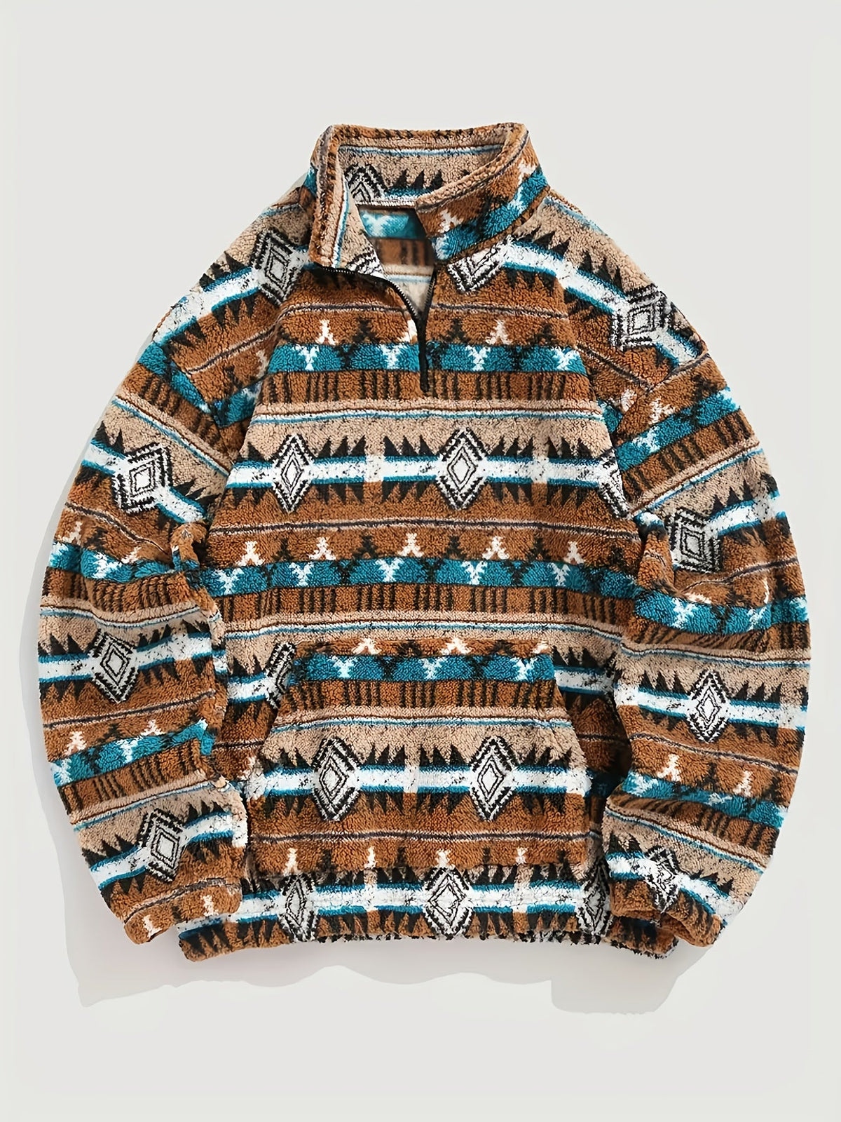 Heritage Half-Zip Pullover — Cozy Geometric Knit with Pocket 2