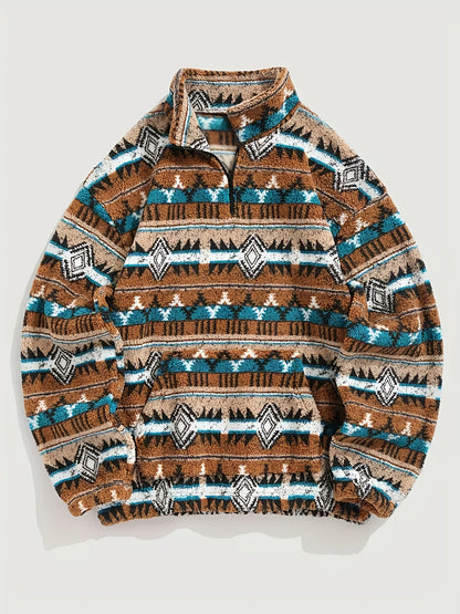 Heritage Half-Zip Pullover — Cozy Geometric Knit with Pocket 2