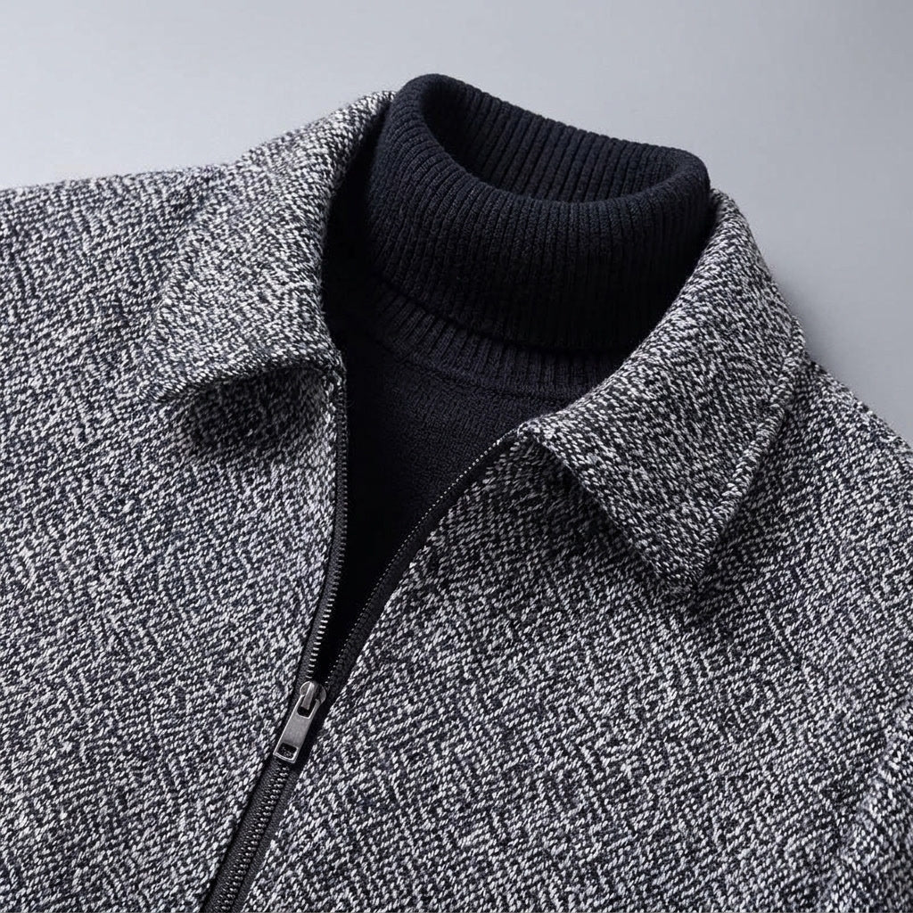 Knit Wool Full-Zip Jacket — Relaxed Fit Turn-Down Collar 12